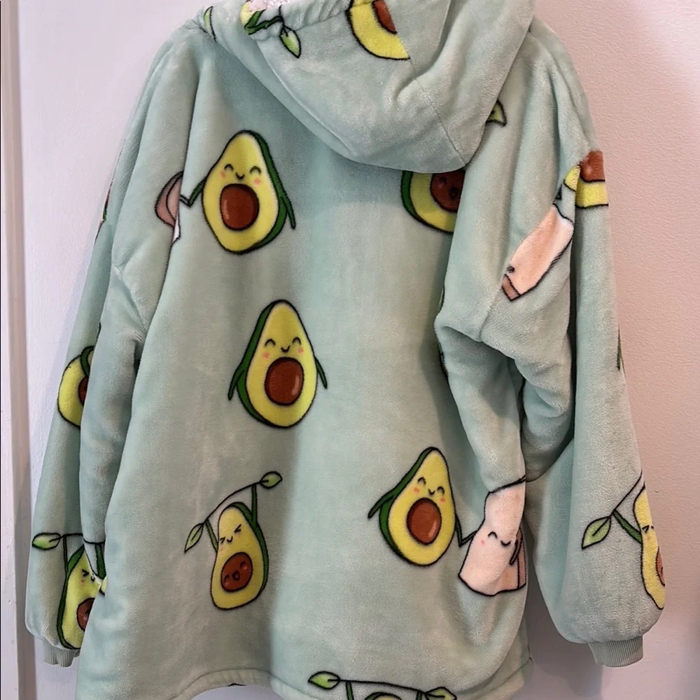 Cozy Avocado Kids Plush Hoodie Robe - Mint Green